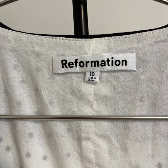 Reformation Edna White Black Polka Dot Midi Dress Size 10 - Picture 4 of 4